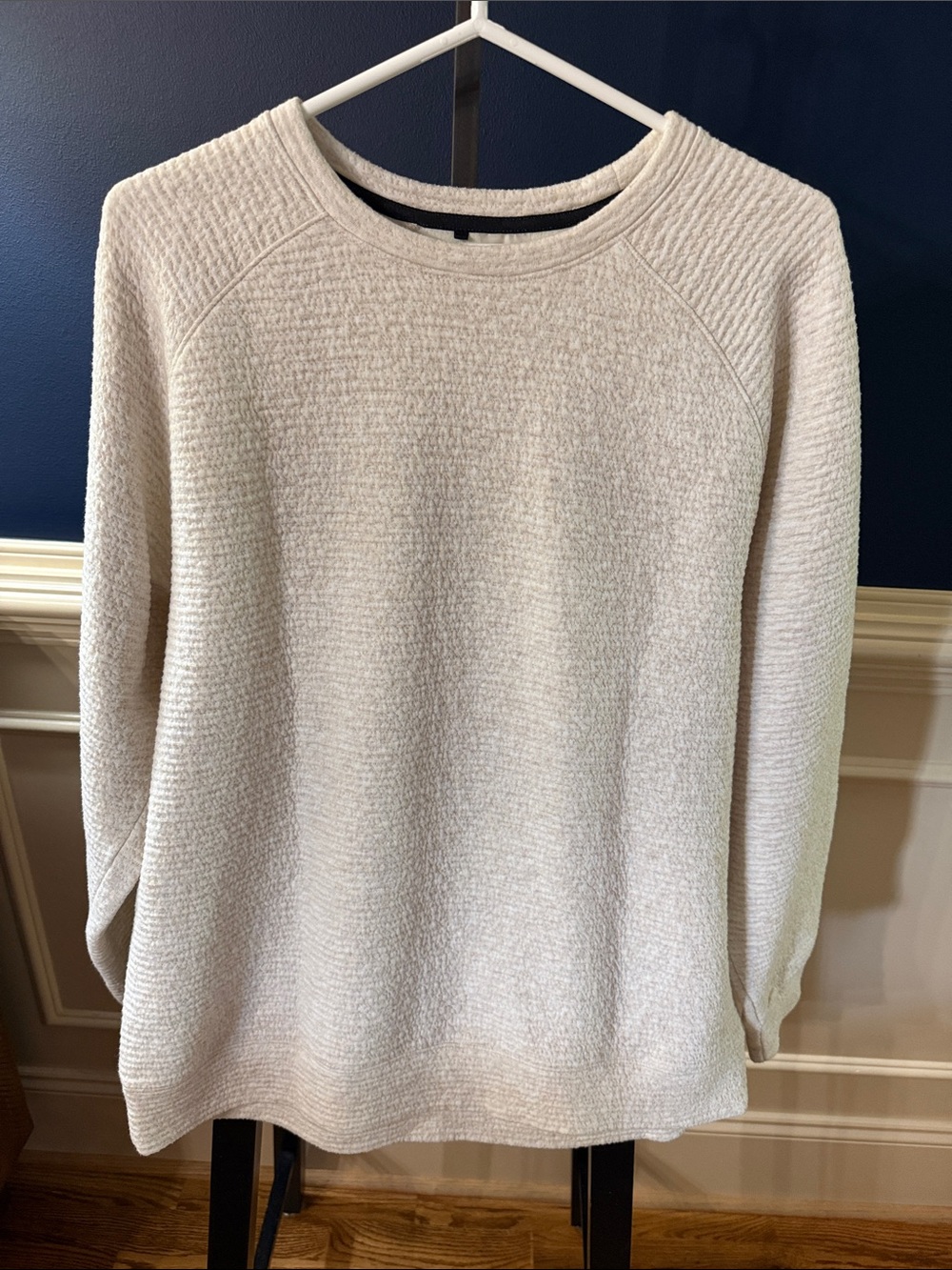 Men's Cream Textured Crewneck Sweatshirt